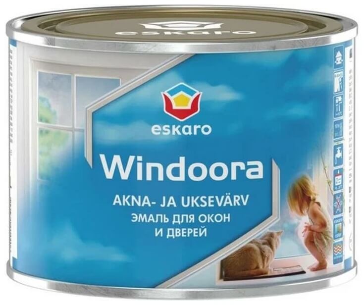 Эмаль Eskaro Windoora Plus полуматовая для окон и дверей 0,45 л